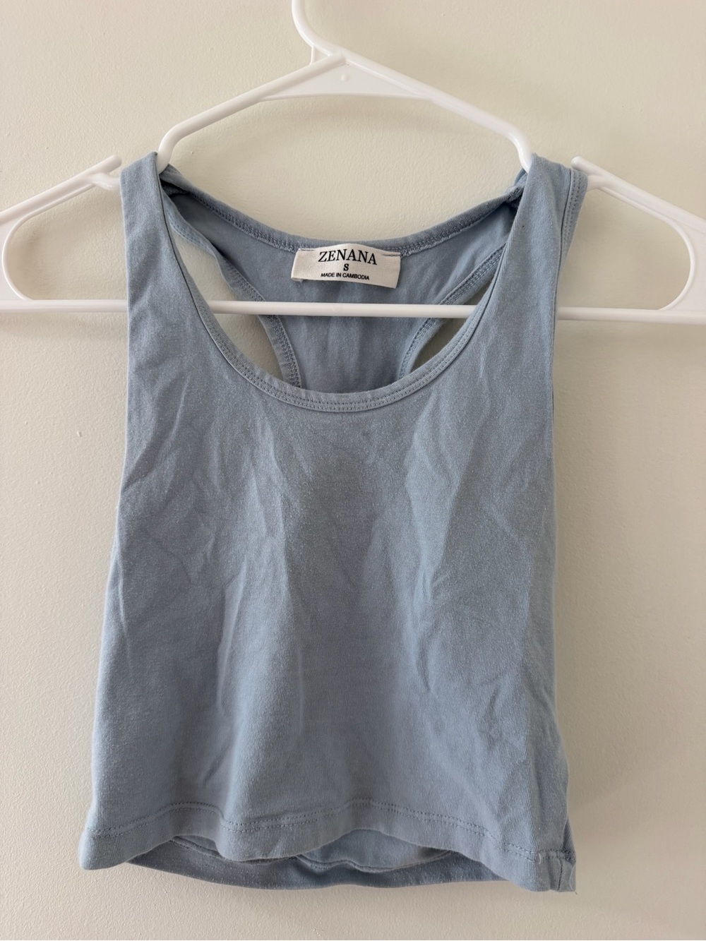 Zenana Racerback Tank Women S Blue Like New Scoop Neck Cropped Layering
